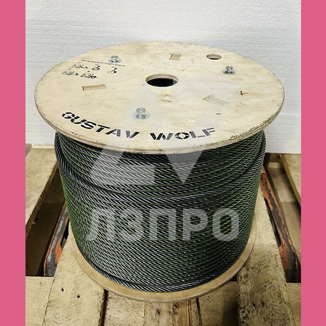 Канат стальной лифтовый 8,0мм PAWO F3 8x19S-IWRC 38,0кН Gustav Wolf