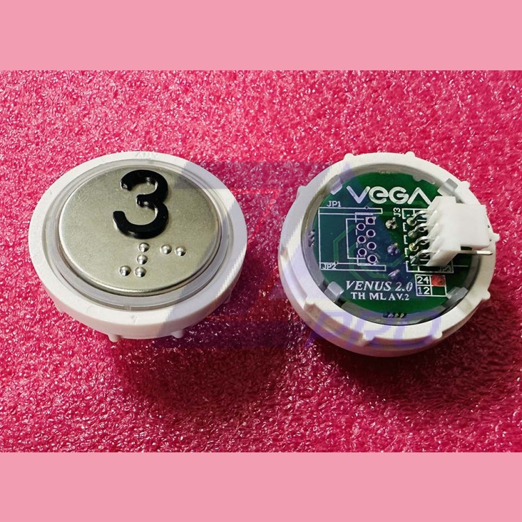 Модуль кнопочный с кодом Брайля красная подсветка MLA разъем AMP "3" Venus Vega